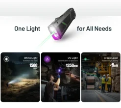 NCEDC17 - NITECORE EDC17 Torche 1500lm USB-C Laser UV CW 150mAh NOIR