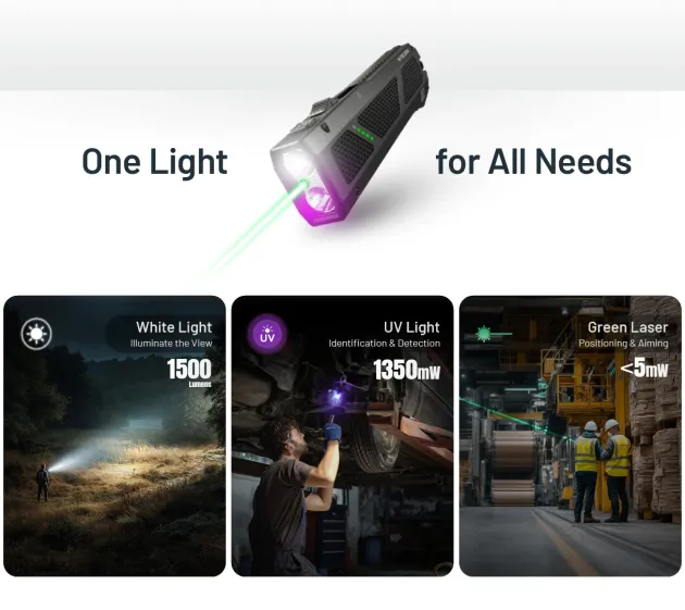 NCEDC17 - NITECORE EDC17 Torche 1500lm USB-C Laser UV CW 150mAh NOIR