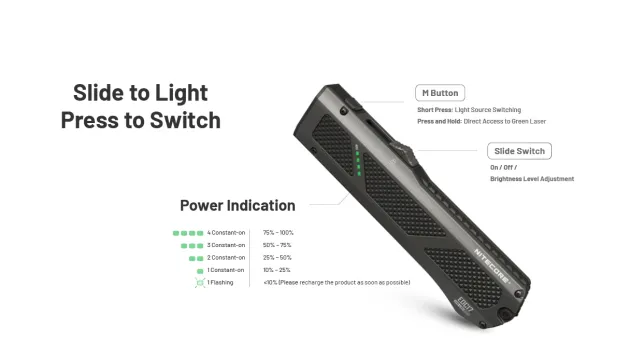 NCEDC17 - NITECORE EDC17 Torche 1500lm USB-C Laser UV CW 150mAh NOIR