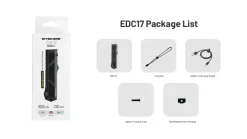 NCEDC17 - NITECORE EDC17 Torche 1500lm USB-C Laser UV CW 150mAh NOIR