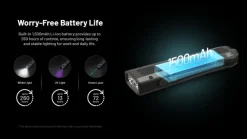 NCEDC17 - NITECORE EDC17 Torche 1500lm USB-C Laser UV CW 150mAh NOIR