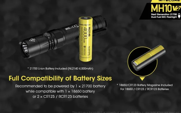 NCMH10V2 - NITECORE MH10V2 Torche Double Alimentation - 1200Lm