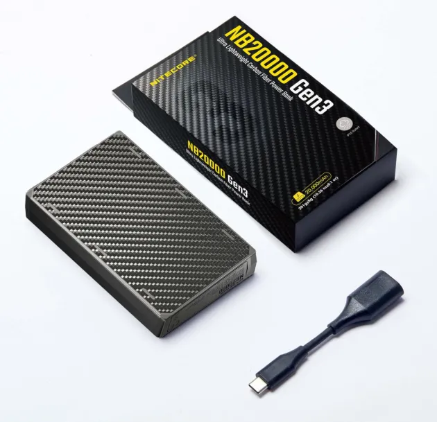 NCNB20000G3 - NITECORE Batterie externe Carbone Gen3 - 20 000 mAh - 5V 3A - 18W