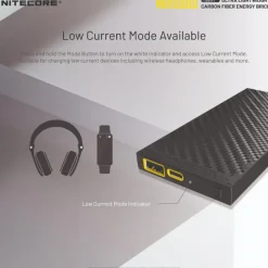 NCNB10000G2 - NITECORE Batterie externe carbone MK2 - 10 000mAh - 5V / 3A - 18W