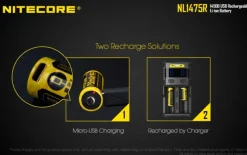 NCNL1475R - NiteCore Accu Li-ion 14500 - 750mAh - Port Micro-USB - 3,6V