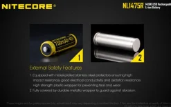 NCNL1475R - NiteCore Accu Li-ion 14500 - 750mAh - Port Micro-USB - 3,6V