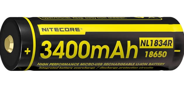 NCNL1834R - NITECORE Accus Li-ion 18650 Micro-USB - 3400mAh 3,7V 12,6Wh