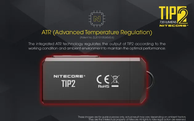 NCTIP2BK - NITECORE TIP 2 Lampe Porte-Clé 720lm Rechargeable Micro-USB