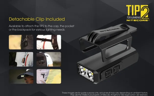 NCTIP2BK - NITECORE TIP 2 Lampe Porte-Clé 720lm Rechargeable Micro-USB