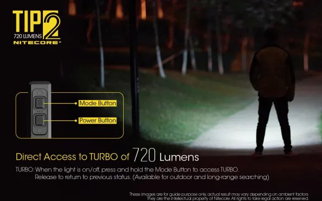 NCTIP2BK - NITECORE TIP 2 Lampe Porte-Clé 720lm Rechargeable Micro-USB