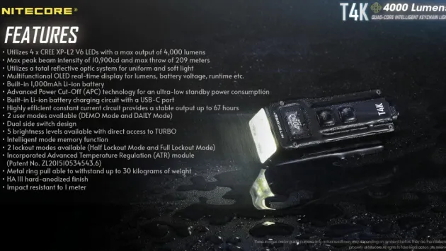 NCT4K - NITECORE T4K - 4000 lm