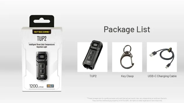 NCTUP2BK - NITECORE Lampe TUP 2 1200Lm 1300mAh USB-C NOIR