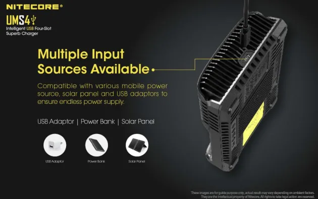NCUMS4 - NiteCore Chargeur USB 4 ports 3000mA - LCD