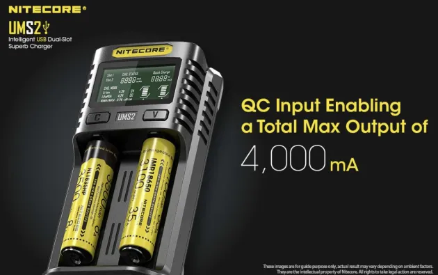 NCUMS2 - NiteCore Chargeur USB 2 ports 3000mA chacun - LCD