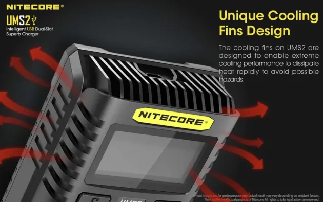 NCUMS2 - NiteCore Chargeur USB 2 ports 3000mA chacun - LCD