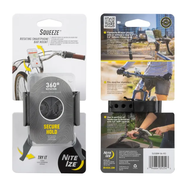 N05254 - Nite Ize Support téléphone rotatif transparent pour guidon Squeeze