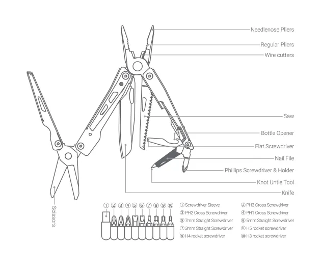 NTL20151 - NexTool Black Knight Multitool