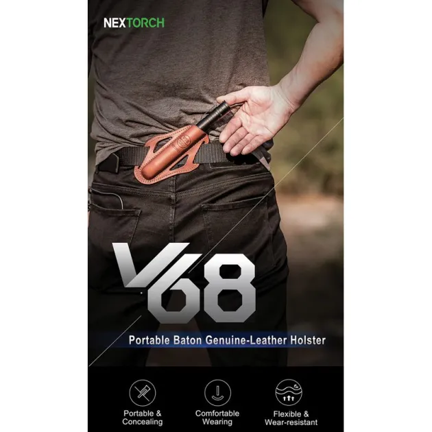 NXV68BLK - NEXTORCH Holster Cuir pour Matraque NOIR
