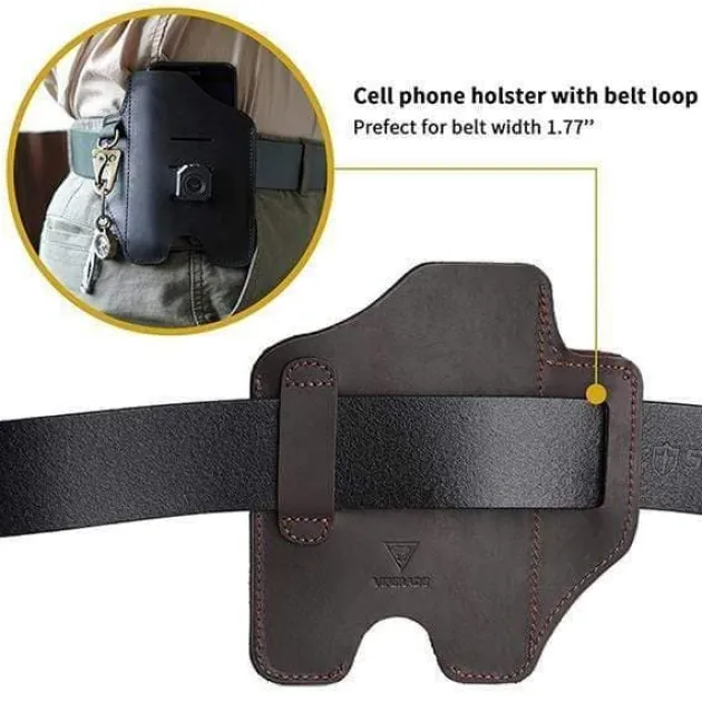 PJ20B - VIPERADE PJ20 Étui universel en cuir avec porte-clés MARRON