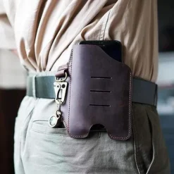 PJ20B - VIPERADE PJ20 Étui universel en cuir avec porte-clés MARRON