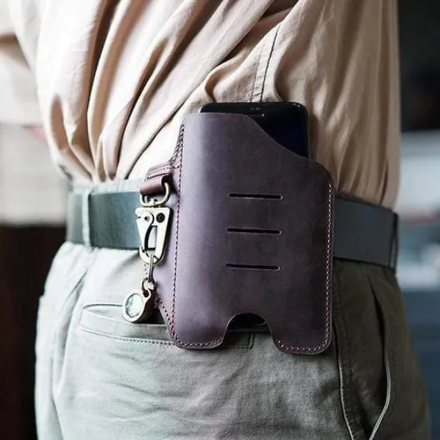 PJ20B - VIPERADE PJ20 Étui universel en cuir avec porte-clés MARRON