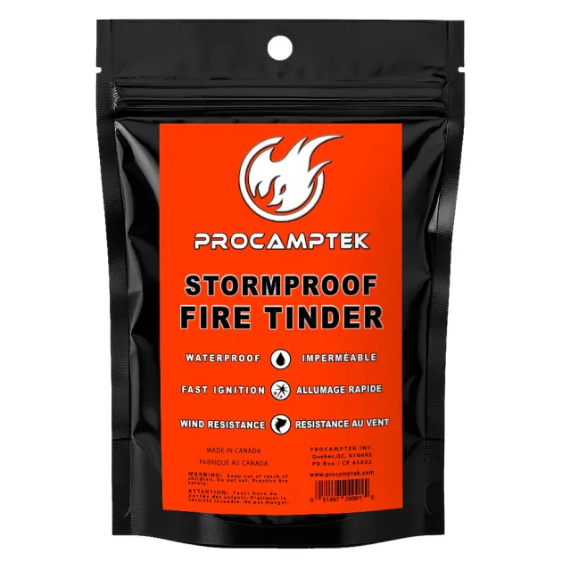 PKTSTRMTNDR - PROCAMPTEK Copeaux Amadou "Tempête" Etanche Flottant 150g 50 allumages