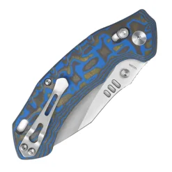QS173-B1 - QSP ELK Glyde Lock 14C28N Textured blue Micarta