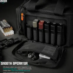 RA-3GUN-WS-BK - Savior Equipment [Specialist Series] Hard Side Range Bag, w/ 3x Individual Pistol Bags, Adjustable Center Divider, Blac