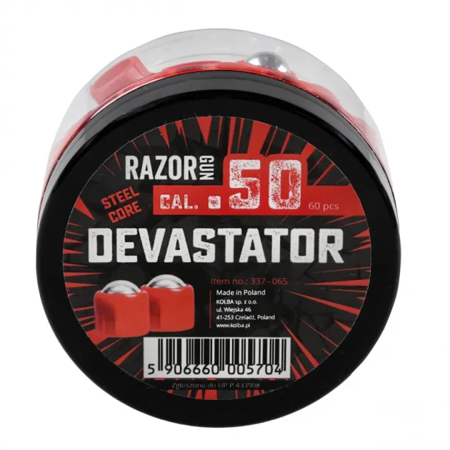 337-065 - RazorGun Devastator .50 caliber Steel Core bullets / 60 pcs.