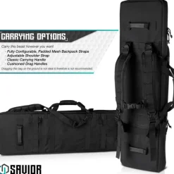 RB-4612DG-VER2-BK - Savior Equipment Urban Warfare Double Rifle Bag Gun - Suitable for Rifle Shotgun, w/ Backpack Strap,Black,46'' Long