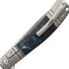 Rike Knife KD02-P/BCF Framelock M390 Grey titanium Blue Carbon Fiber