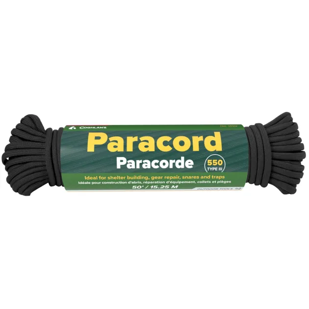 RL381450 - COGHLAN'S Paracorde 550 15M NOIR + mousqueton alu