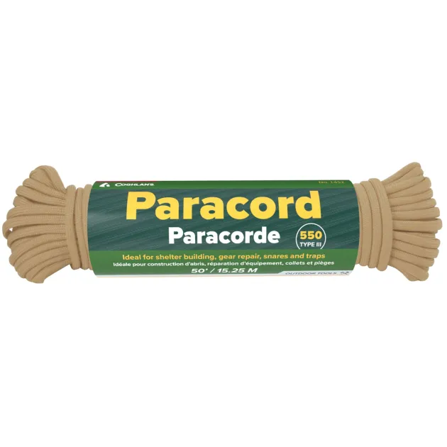 RL381452 - COGHLAN'S Paracorde 550 15M TAN + mousqueton alu