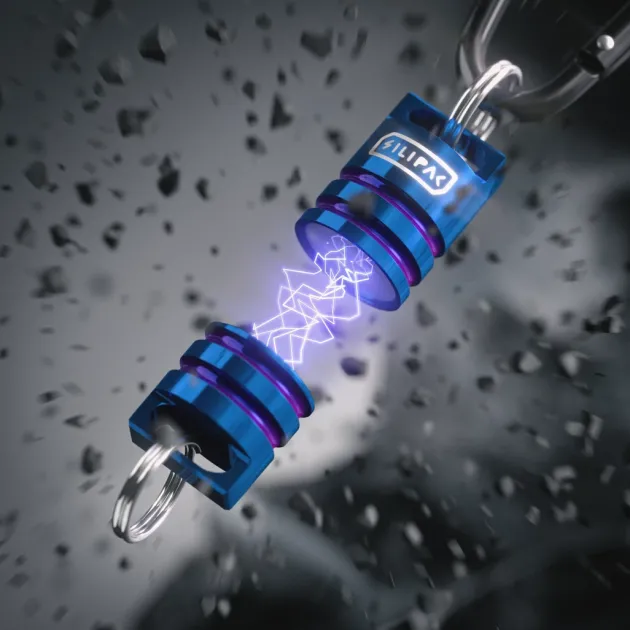SIL005SSBLU - Silipac Mousqueton connecteur magnétique inox Bleu