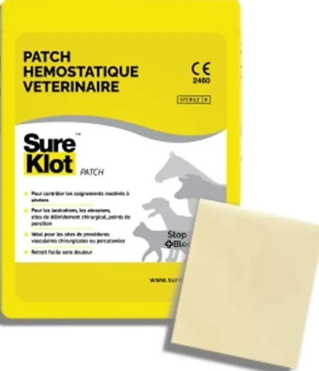 SKT.SK87 - SURE KLOT Patch hémostatique Vétérinaire 8 x 7 cm