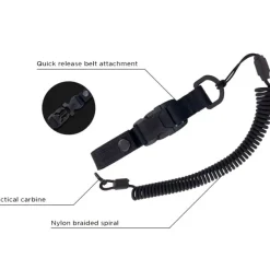 SPC29576 - EDCX Cordon spirale de sécurité avec boucle à décrochage rapide vert armée
