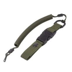 SPC29576 - EDCX Cordon spirale de sécurité avec boucle à décrochage rapide vert armée