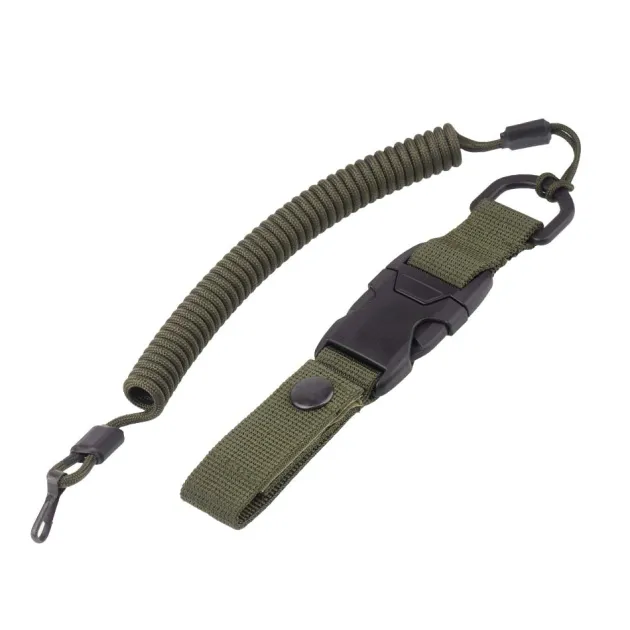 SPC29576 - EDCX Cordon spirale de sécurité avec boucle à décrochage rapide vert armée
