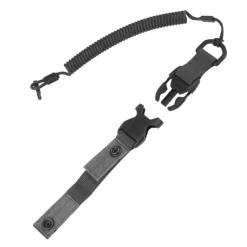 SPC29575 - EDCX Cordon spirale de sécurité avec boucle à décrochage rapide noir