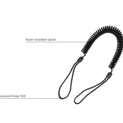SPC29571 - EDCX Cordon spirale de sécurité avec boucles paracorde noir