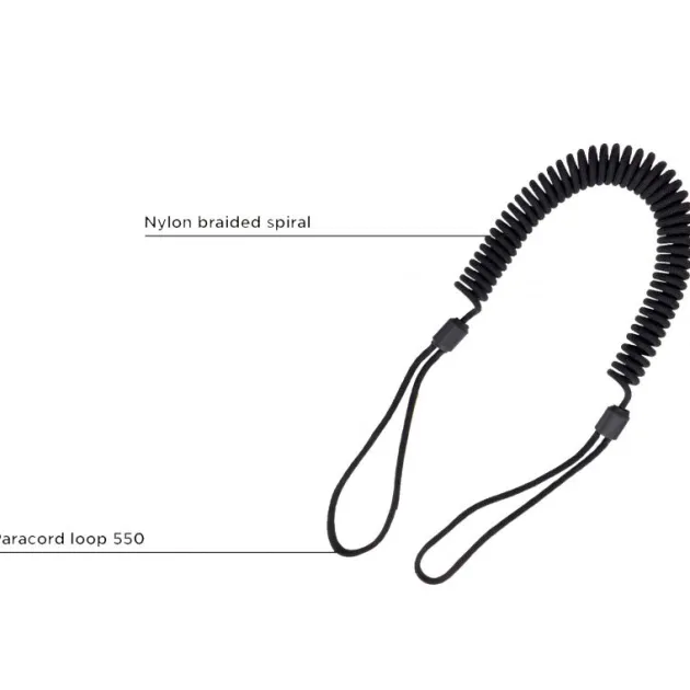 SPC29571 - EDCX Cordon spirale de sécurité avec boucles paracorde noir