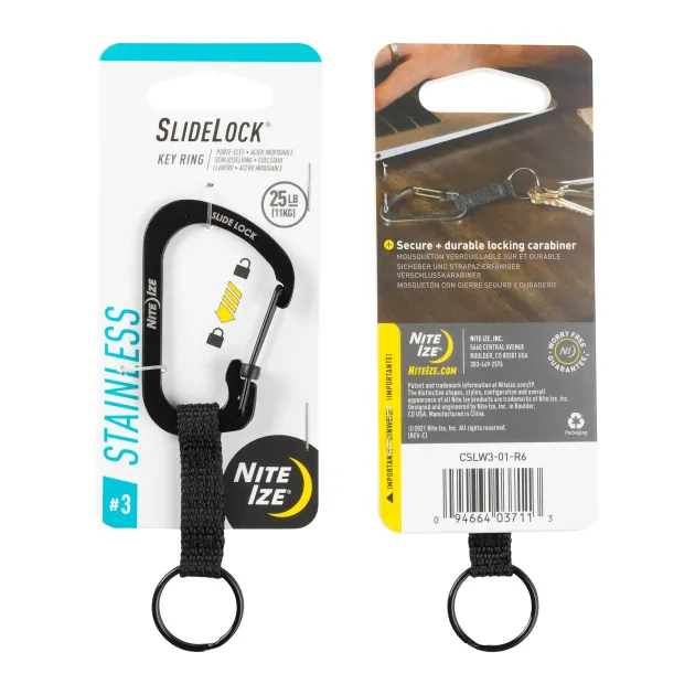 SPC14736 - Nite Ize Porte clefs Slidelock acier N°3 noir