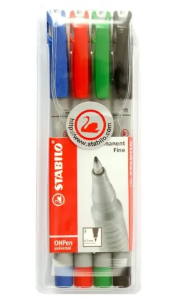 36.078000 - STABILO Quatre feutres Non-Permanents Effacables 4 Couleurs