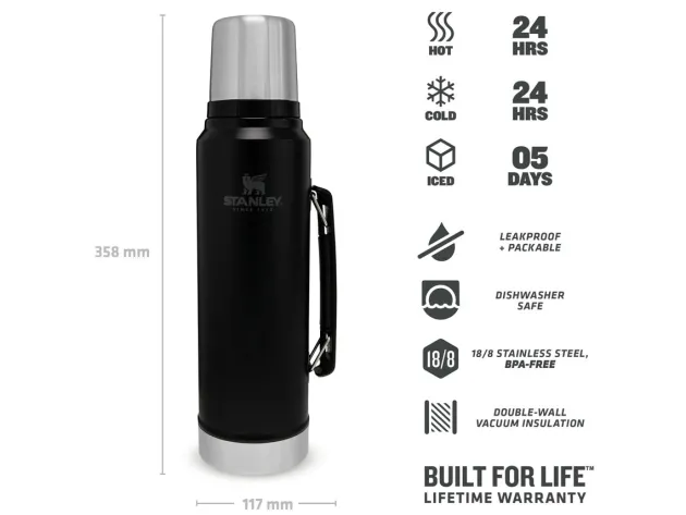 ST08266002 - STANLEY CLASSIC LEGENDARY BOTTLE 1l Black Pebble