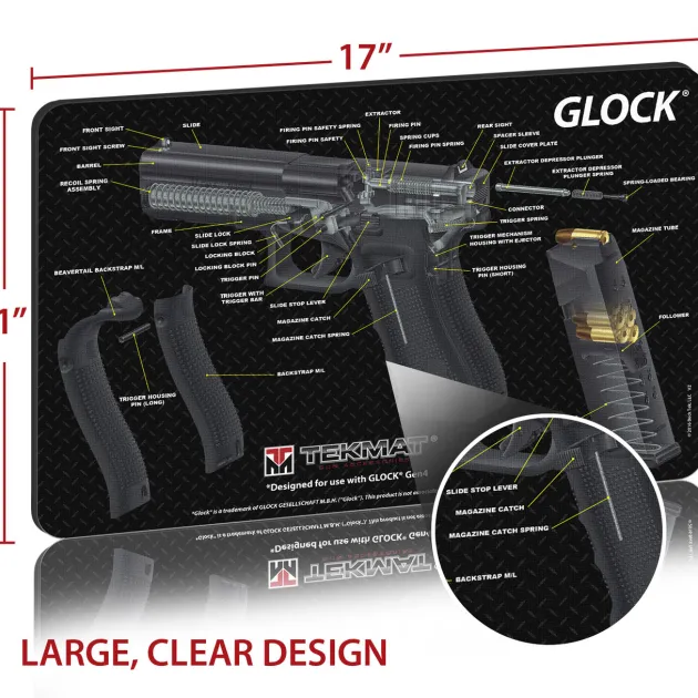 TEK17GLOCKCA - TAPIS DE DEMONTAGE POUR PISTOLET GLOCK 17 - VUE 3D - 27,9X43CM