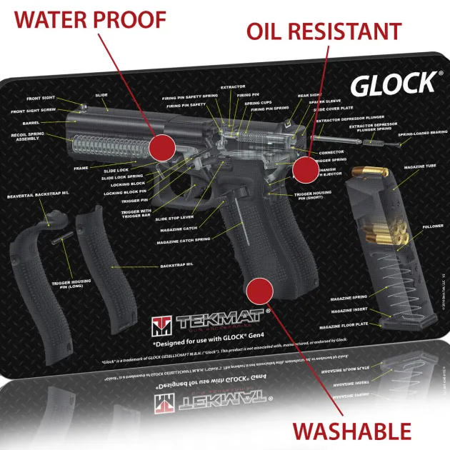 TEK17GLOCKCA - TAPIS DE DEMONTAGE POUR PISTOLET GLOCK 17 - VUE 3D - 27,9X43CM