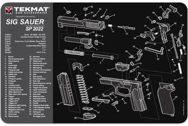 TEK17SIGSP2022 - TAPIS DE DEMONTAGE POUR PISTOLET SIG PRO 2022 - 27,9X43CM