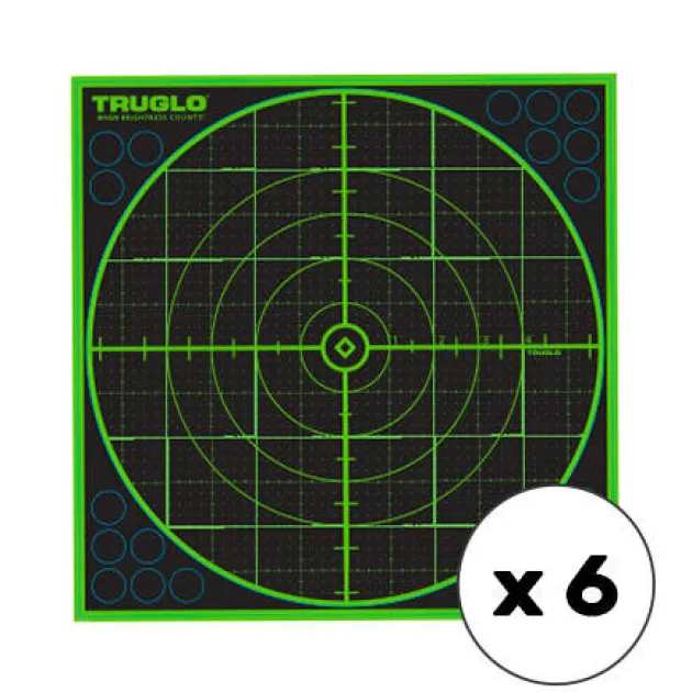 TG-TG10A6 - TruGlo - Cibles auto adhesive et réactive TruSee 305 x 305 mm - Verte fluorescente x6
