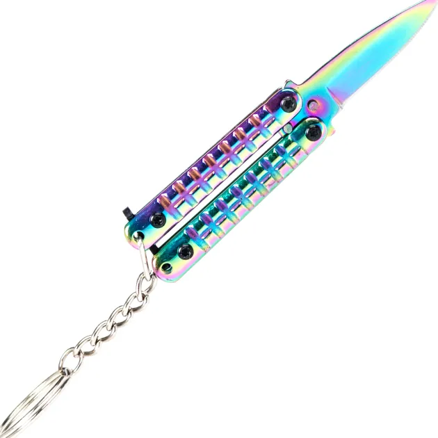 TH-K0102W - Third Couteau papillon porte-clés Rainbow