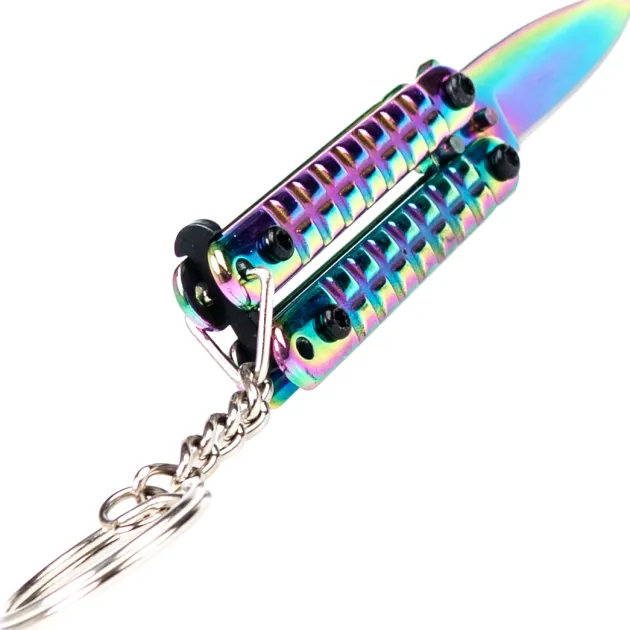 TH-K0102W - Third Couteau papillon porte-clés Rainbow